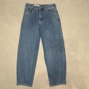 Pilcro and the Letterpress Anthropologie Light Wash Barrel Jeans Denim Size 25